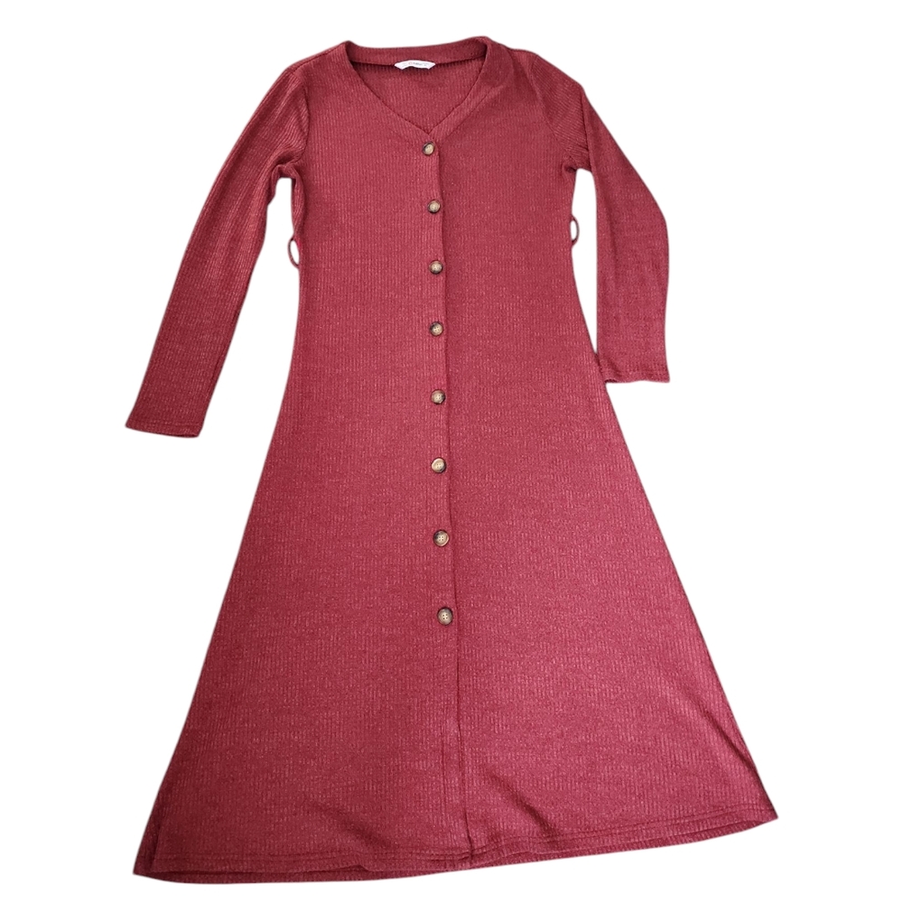 Pat Pat Red Button-Down Long Sleeve Dress